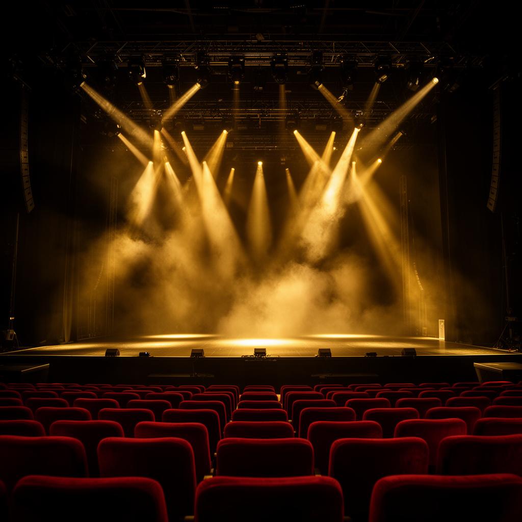 Concert stage under spotlights